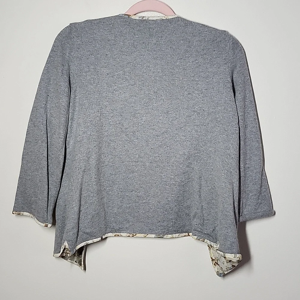 Vintage Casual Corner Open Front Silk Lined Angora Blend Gray Cardigan Small